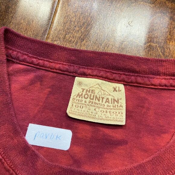 The Mountain Y2K 2004 Bald Eagle Red Tye Dye Organic Cotton T-Shirt Men's XL - Picture 6 of 8